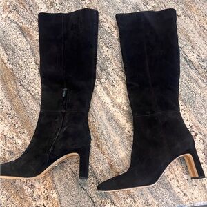 Jessica Simpson Black Suede Knee Boots with Mid Block Heel
